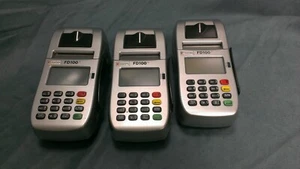 LOT of 3  First Data FD100 Credit Card Terminal Powers On AS IS - Picture 1 of 4
