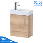 Wall Hung Bathroom Vanity Single Door Basin Sink Storage Cabinet Unit 400mm Oak