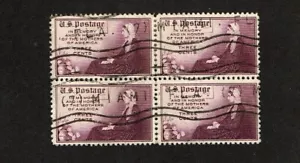 1934 U.S. CLASSIC 3c Whistler's Mother FLAT p11x11 BLK of 4 Sc#738 Postally Used - Picture 1 of 1