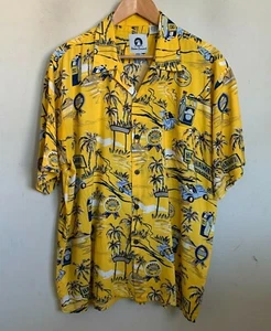 Ocean Current Hemd Hawaii Print gelb blau Kurzarm Knöpfe Tasche Gr. L - Bild 1 von 6