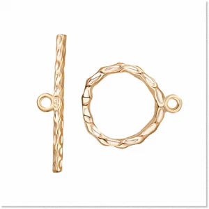 10 Sets 18K Gold Plated Toggle Clasp Connectors - Twist Round Design, 18x15mm fo - Picture 1 of 7