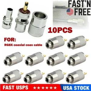 10 Pack PL259 Solder Connector Plug W Reducer for RG8X LMR240 Coaxial Coax Cable - Picture 1 of 12