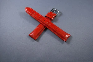 12mm 16mm 20mm Red Genuine Leather Wrist Watch Aligator Crocodile Straps Bands - Picture 1 of 5