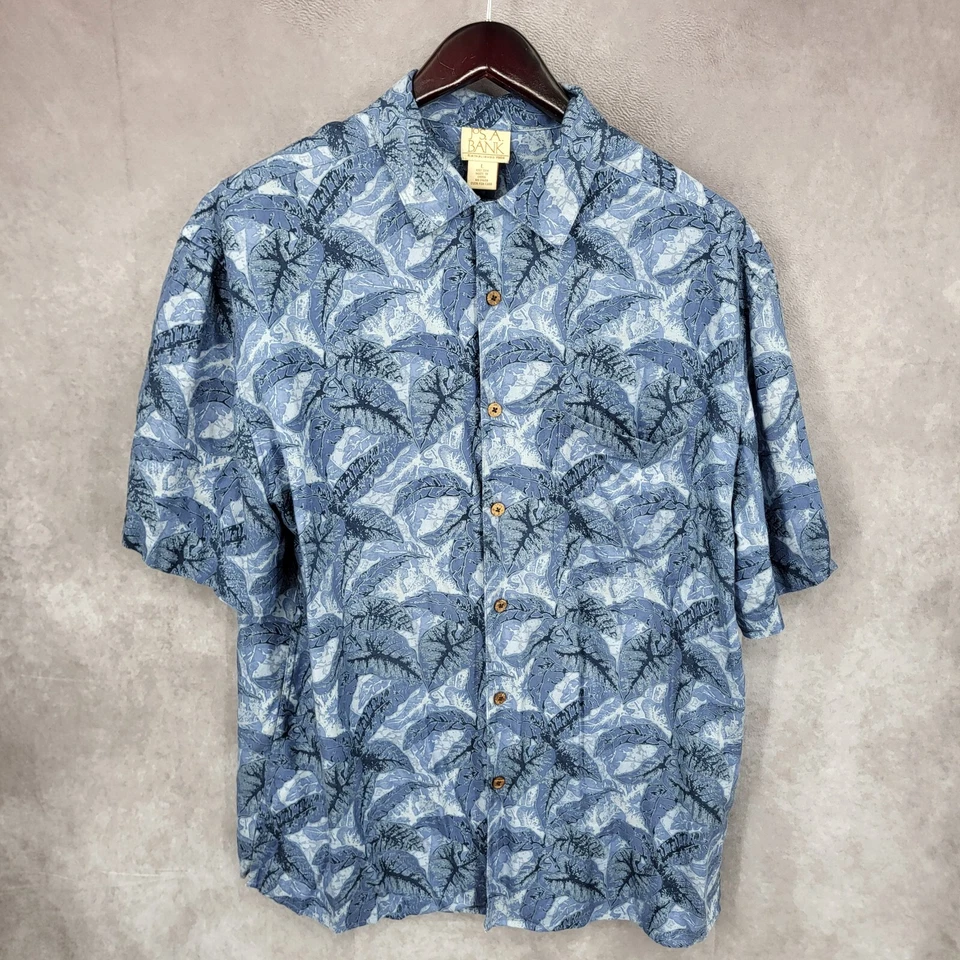 Camisa Hawaiana Jos A Bank Para Hombre Grande Azul Floral Abotonada Vacaciones Playa Seda Foto 1 de 4