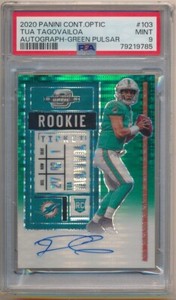 TUA TAGOVAILOA 2020 CONTENDERS OPTIC RC GREEN PULSAR AUTOGRAPH SP AUTO /27 PSA 9