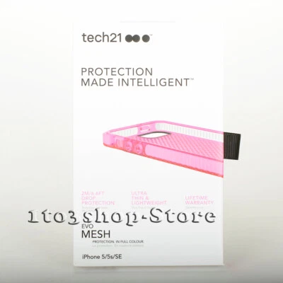 Funda Tech21 Evo Malla Gel Suave Flexible a Presión para iPhone 5 5s iPhone SE Rosa Foto 1 de 4