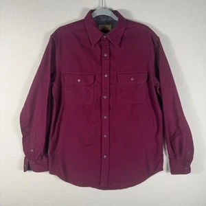 Faded Glory Shirt Mens Size Medium Long Sleeve Button Plaid Flannel Burgundy - Picture 1 of 5