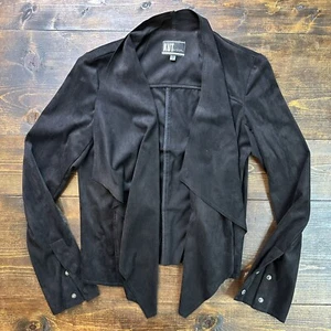 KUT from the Kloth Women Small Black Tayanita Faux Suede Draped Jacket - Picture 1 of 10