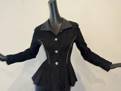 De Colección Años 70 80 Diseñador Lillie Rubin Exclusivo Vestido Peplum Chaqueta Gamuza Estrás Foto 1 de 4