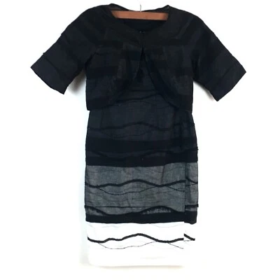 Vestido Charles Chang Lima 0 Negro Blanco Sin Tirantes Seda Lentejuelas Vaina Chaqueta Foto 1 de 4