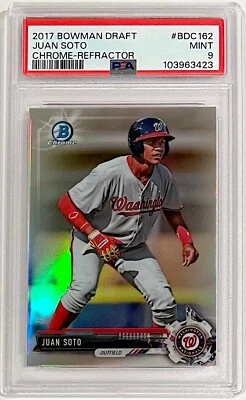 Bowman Chrome #BDC162 2017 refractor Juan Soto PSA 9 como nuevo Foto 1 de 2