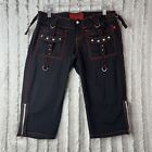 Vintage Tripp NYC Capri Shorts Red Black Size 11 Goth Punk Pocketed 
