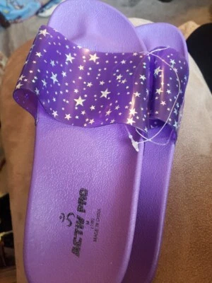 Activ Pro  Slides Slippers, Purple/ Sparkle Stars SZ M 7-8  - Image 1 of 4
