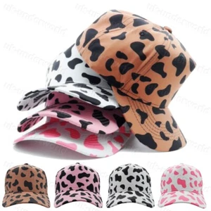 Mens Ladies Baseball Cap Adjustable Summer Sun Peaked Hat Cow Animal Print - Picture 1 of 12