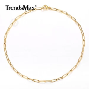 4MM 20" Gold Plated Stainless Steel Rolo Paperclip Chain Choker Necklace Jewelry - Picture 1 of 7