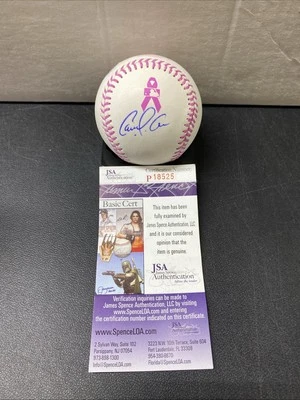 Carlos Correa Autograph Pink Major League Baseball Authentic Astros JSA COA - Image 1 of 4