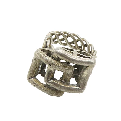 925 Silver  Vintage Dark Tone Square Twist Petite Band Ring Sz 4  RG19381 - Image 1 of 4
