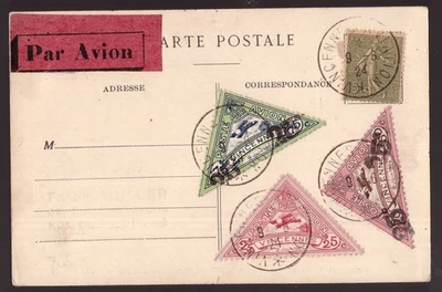 Francia, 1924 Goliat Farman postal volada con escasos sellos de Vincennes -HH63 Foto 1 de 3