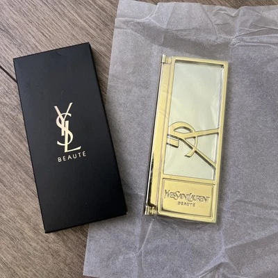 New in Box Yves Saint Laurent YSL Logo Beauty Makeup Mirror Gold Color - Image 1 of 4