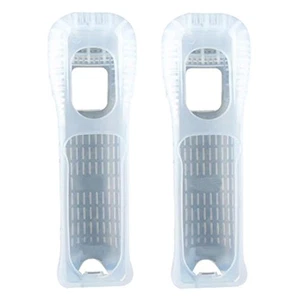 Nintendo OEM Wii Remote Wiimote Clear White Jacket Skin 2 Pack Very Good 9Z - Picture 1 of 3