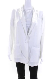 Chaqueta Blazer Blanca Sólida y Rayas Para Mujer Crepé Manga Larga Un Botón Talla XS - Imagen 1 de 6