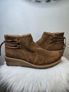 Born Viana Distressed Boots  Size 9.5 Brown Suede Wedge Ankle Zip - New  - Picture 1 of 8