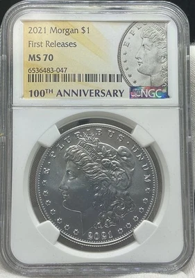 2021 Morgan Dollar 100th Anniversary NGC MS70 First Releases - Image 1 of 2