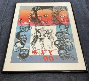 Vintage Monterey Jazz Festival Poster Earl Newman Faces Of Jazz Numbered Framed - Picture 1 of 13