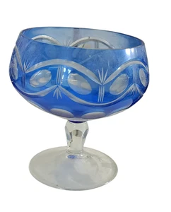 Vintage großes Überfang Römerglas blaues Trauben Weinglas geschliffen - Bild 1 von 7