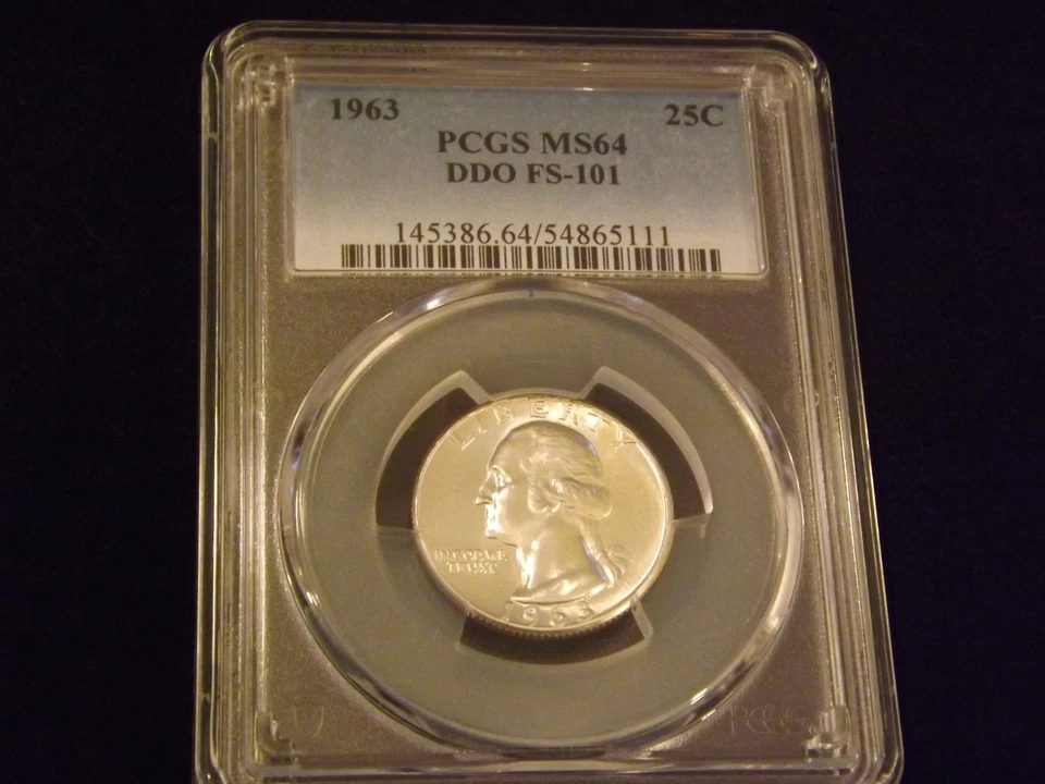1963      25C     Washington Quarter    DDO      PCGS MS 64 - Image 1 of 2