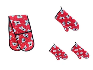 Stulpe oder Doppel Ofenhandschuh Rot Hundeknochen Gesteppt Küche Topf Halter Handschuh - Bild 1 von 6