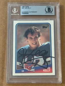 Billetes de búfalo firmados a mano Topps Beckett Bas 1988 por Jim Kelly - Imagen 1 de 2