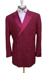 Ermenegildo Zegna Su Misura Maroon Red Silk Wool Double Breasted Jacket SZ 50R - Picture 1 of 11