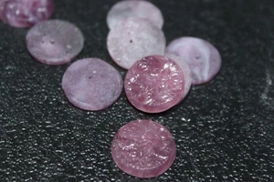 #2-17.  VINTAGE JAPAN GLASS 18MM ROUND PURPLE PEKING STYLE CABOCHONS 8 PC LOT - Picture 1 of 1