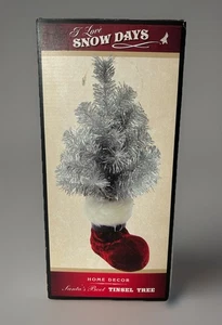 Cracker Barrel Santa's Best Silver Tinsel Red Boot Tree “I Love Snow Days" New - Picture 1 of 10