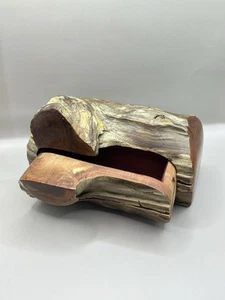Jeff Trag 1990 Lautey FL Natural Wood Single Secret Drawer Jewelry Trinket Box - Picture 1 of 7