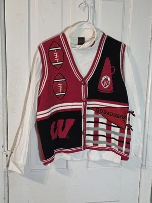 Cárdigan/suéter con botones de fútbol americano Wisconsin Badgers para mujer L/XL Alumni Foto 1 de 4