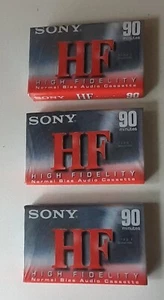 3 SONY HF High Fidelity Normal Bias 90 min Audio Cassette Blank Tape NEW - Picture 1 of 5