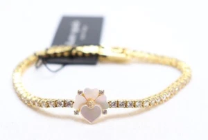 Kate Spade Gold Tone Precious Pansy Cubic Zirconia Tennis Bracelet $148 New - Picture 1 of 4