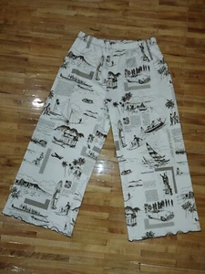 Haystacks Womens Beach Surfing Sailing Surf Vacation Stretch Boho Capri Pants XL - Picture 1 of 7
