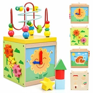 Wooden Activity Cube Educational Learning Toys for Toddlers Kids Baby Gift - Picture 1 of 7