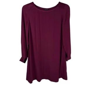Eileen Fisher Silk Burgundy Wine Red Shirt Mini Dress Long Sleeve Tunic Size PL - Picture 1 of 10