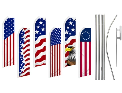Large USA Advertising Swooper Flutter Feather Flag Kit New Glory Betsy Ross - Image 1 of 4