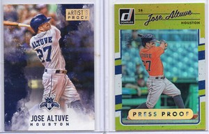 JOSE ALTUVE 2017 Diamond Kings Artist Proof /99 + Donruss Press Proof /99 Astros
