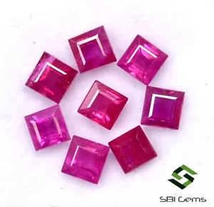 Natural Burma Ruby Square Cut 3 mm Lot 10 Pcs 2.44 CTS Calibrated Loose Gemstone - Picture 1 of 6