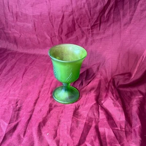 1930s Indiana Glass Green Vaseline Glass 5.5” Compote Grape Harvest Uranium - Picture 1 of 10