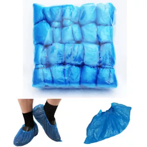 100 Pieces of disposable plastic shoe covers Water Dust Proof 5.9X14.5 Size L - Picture 1 of 8