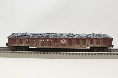 O Scale MTH 50' Fishbelly Gondola w/ Scrap Load Seaboard SCL 6950 Weathered - Image 1 of 4