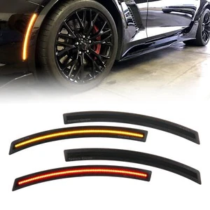 4pc Smoked Red Amber LED Front Rear Side Marker Lights For Corvette C7 2014-2019 - Foto 1 di 12