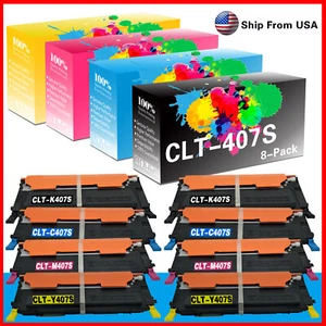 CLT-407S CLT407S Toner Cartridge for CLX-3185 CLX-3185FW Printer (8PK,2B2C2M2Y) - Picture 1 of 2